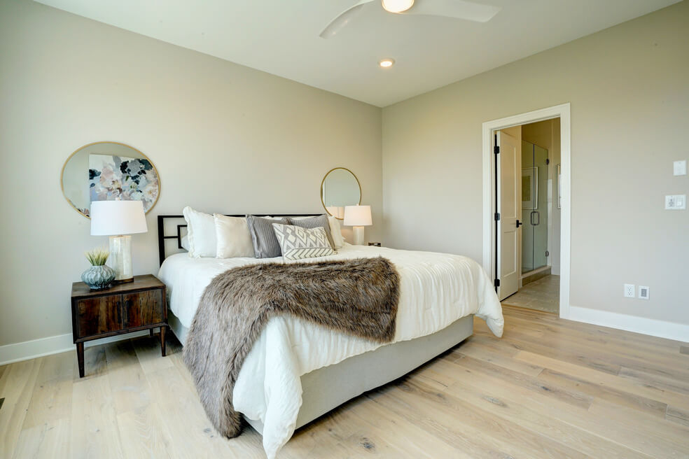 white hardwood bedroom