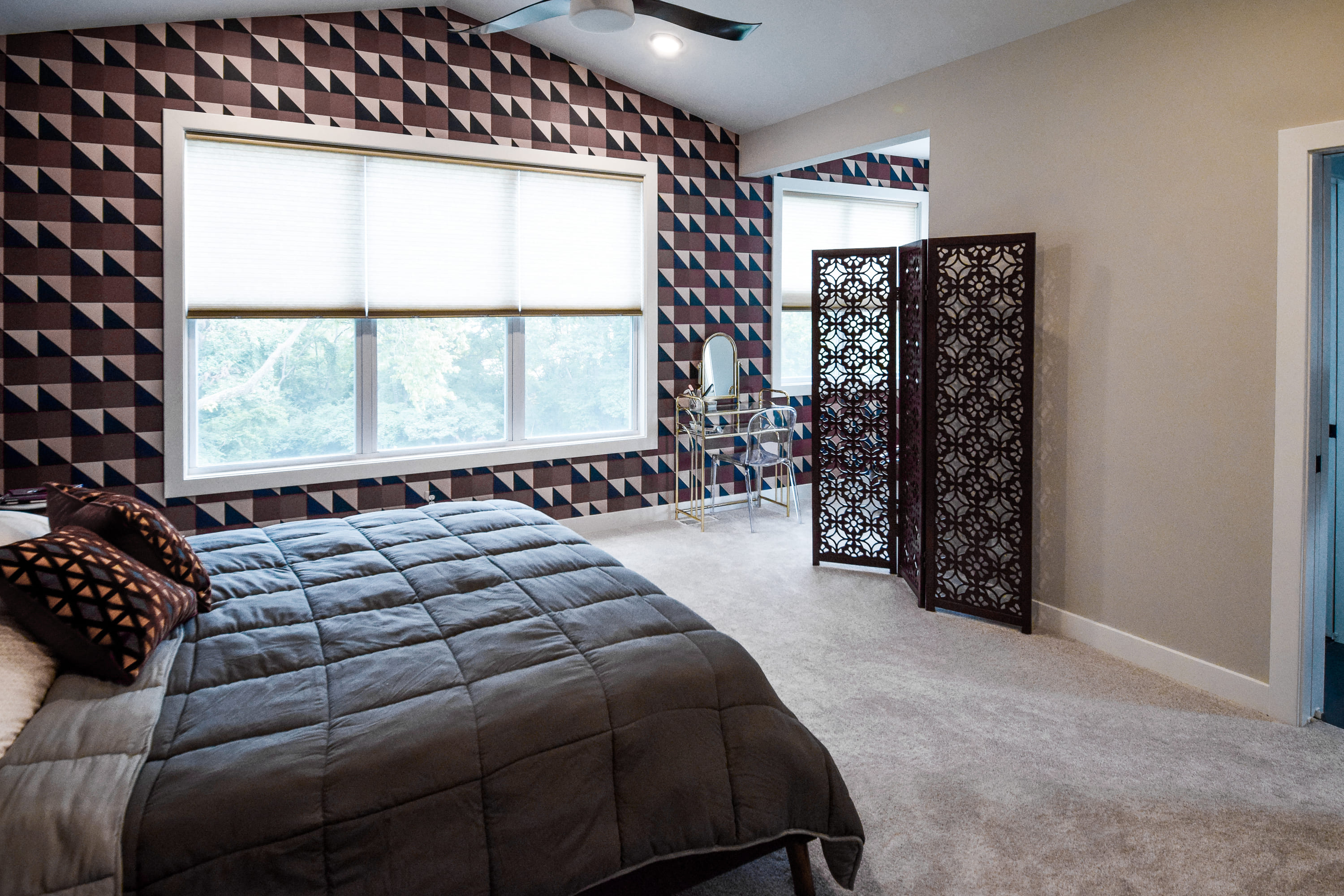 textured accent wall in bedroom by Chris Gorman Homes in Cincinnati