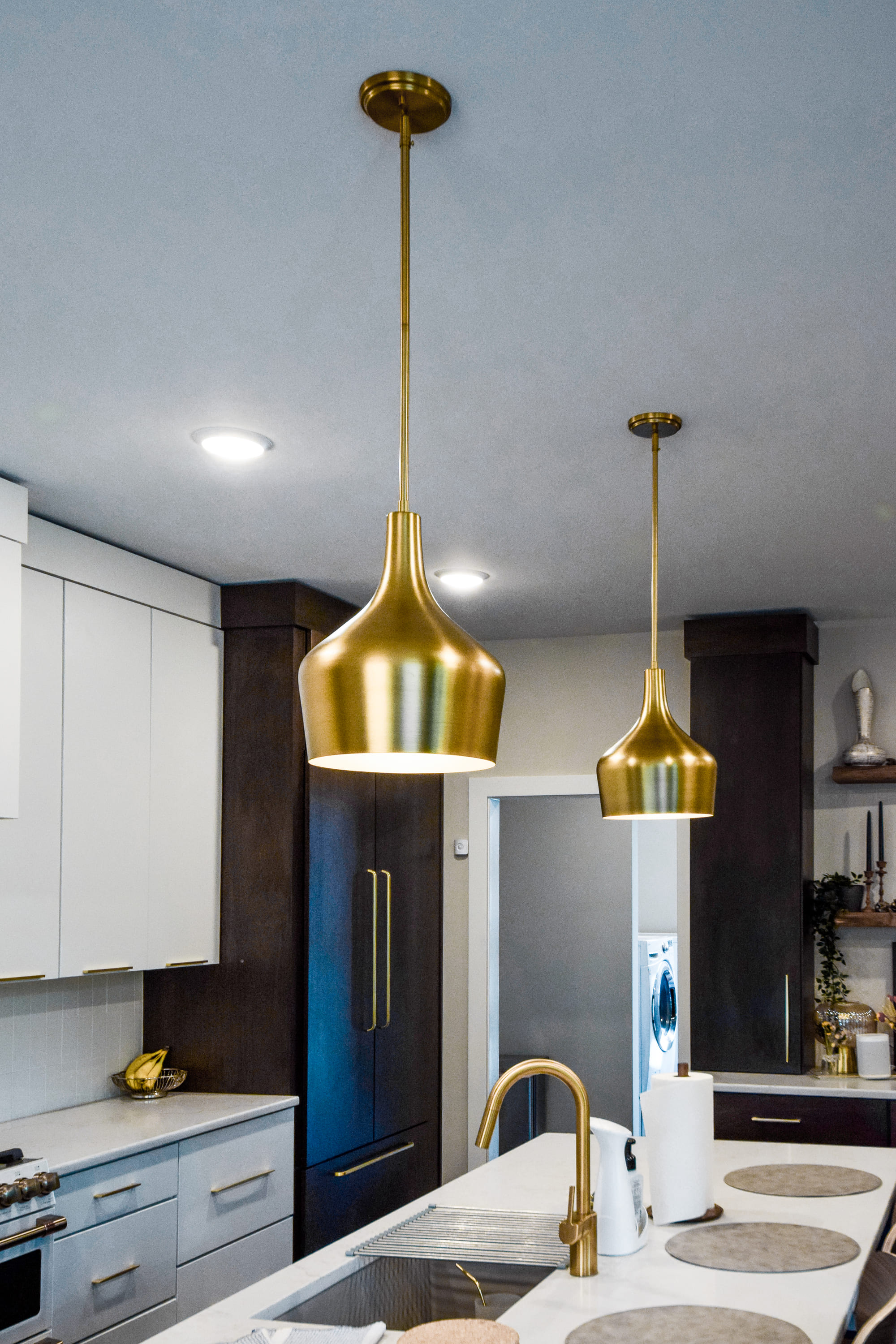 gold light fixtures in kitchen by Chris Gorman Homes in Cincinnati